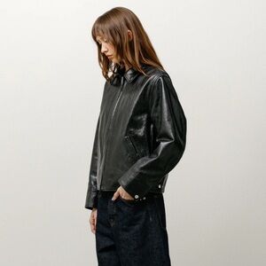 Garage Black Leather Jacket for Women